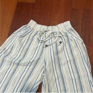 Striped Linen Pants with Drawstring